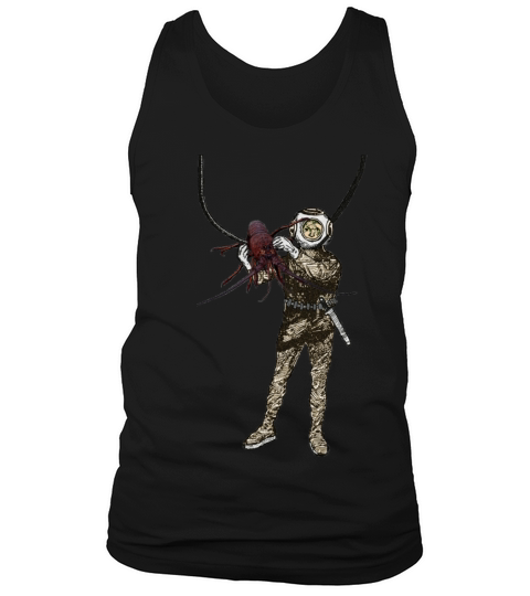Vintage Helmet Diver Holding a Lobster Underwater Tank Top Unisex