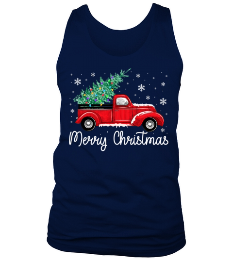 Vintage Red Truck With Merry Christmas Tree Tank Top Unisex
