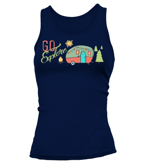 Go Explore RV Camping Trip Vintage Colors Tant Hip Tank top Woman
