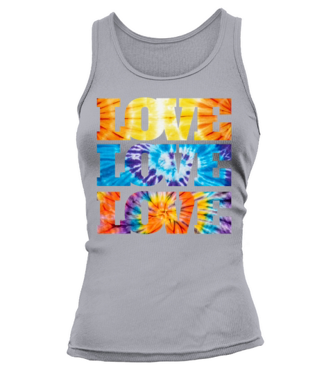 Love Love Love tie dye groovy hippie rainbow 70s Tank top Woman