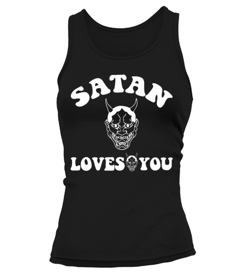 Satan Loves You Vintage Retro Text Tank top Woman