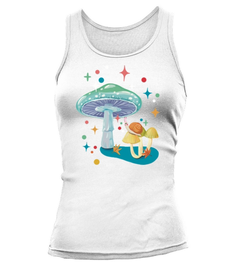 Vintage cozy green mushroom and snail Tank top Woman
