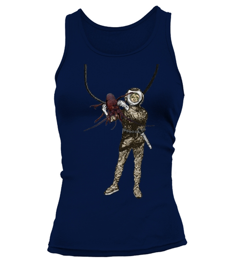 Vintage Helmet Diver Holding a Lobster Underwater Tank top Woman
