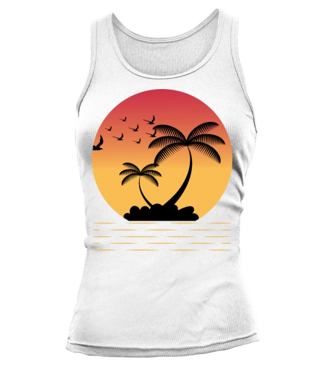 Vintage Sunset Tree Birds Tee Design Tank top Woman