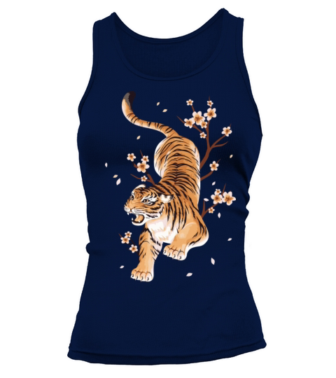 Vintage Tiger Japanese Cherry Blossom Flower Tank top Woman