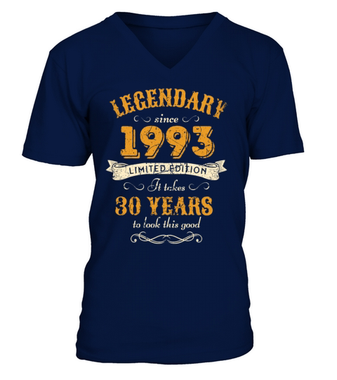 30th Birthday Vintage 1993 V-Neck T-shirt