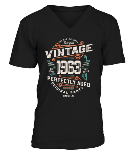 60 Years Old Vintage 1963 Man Myth Legend 60th V-Neck T-shirt