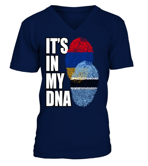 Botswana And Armenian Mix Heritage DNA Flag V-Neck T-shirt