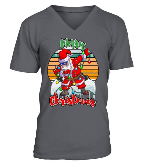 Christmas Lights Dabbing Santa V-Neck T-shirt