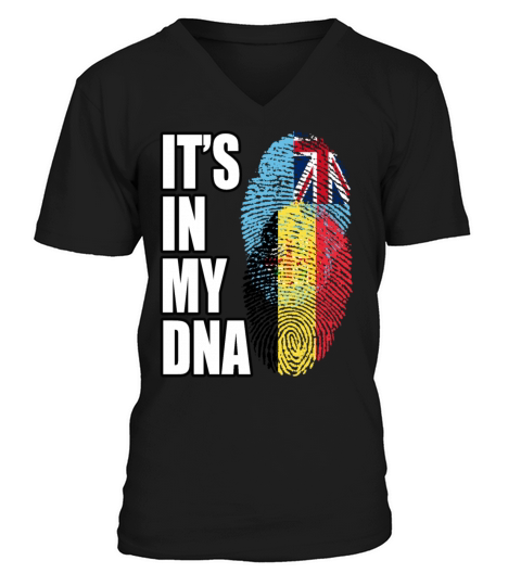 Fijian And Belgian Mix Heritage DNA Flag V-Neck T-shirt