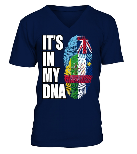 Fijian And Central African Mix Heritage DNA Flag V-Neck T-shirt