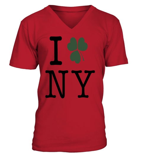 I Shamrock NY Love New York Clover St Patricks Day V-Neck T-shirt