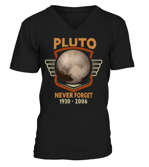 Never Forget Pluto Design Retro Style Funny Space V-Neck T-shirt