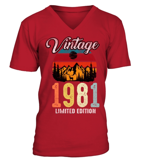 Retro Vintage 1981 Made in 1981 41st Bday V-Neck T-shirt