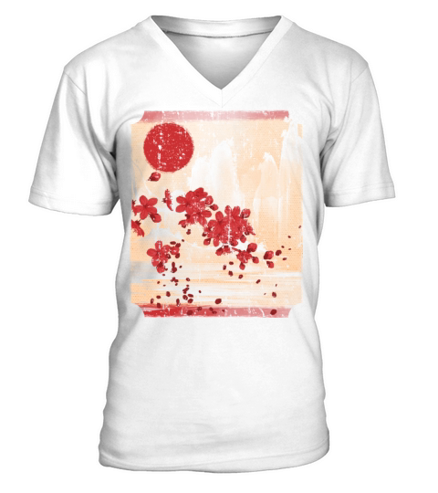 Sakura Cherry Blossom Vintage Art for Art Lover V-Neck T-shirt