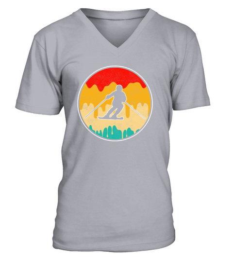 ski retro V-Neck T-shirt