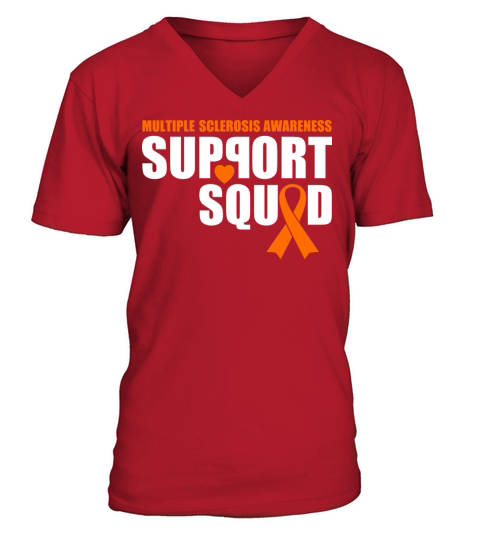 Support Squad Multiple Sclerosis Awareness Orange V-Neck T-shirt