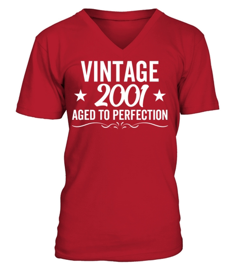 Vintage 2001 Aged To Perfection V-Neck T-shirt