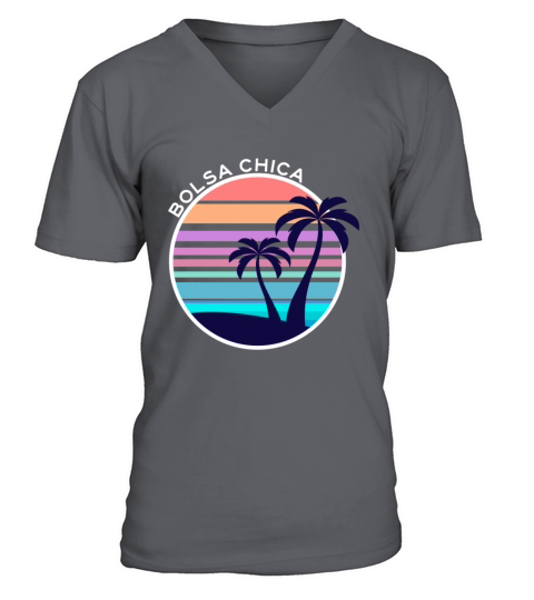 Vintage Bolsa Chica California Beach Wave Sunset A V-Neck T-shirt