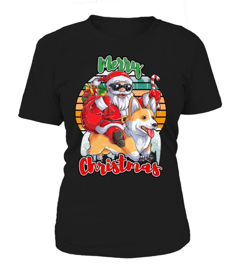 Merry Christmas Santa Claus Riding Corgi Xmas Boys Men C Women's T-Shirt