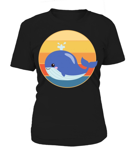 Cute Kawaii Whale Retro Sunset Vintage Ocean Women's T-Shirt