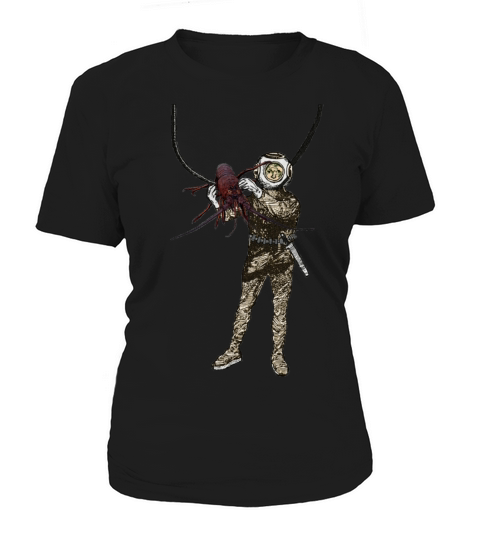 Vintage Helmet Diver Holding a Lobster Underwater Women's T-Shirt
