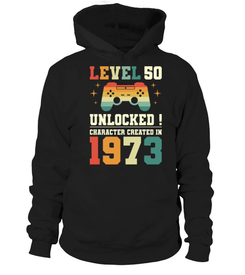 Geek Level 50 Unlocked 1973 50th Birthday Gamer Hoodie Unisex