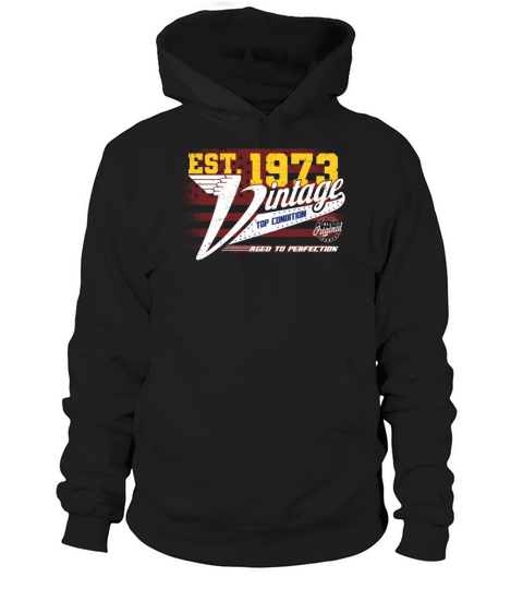 Vintage 1973 Year Of Birth 1973 US Flag Birthday Hoodie Unisex