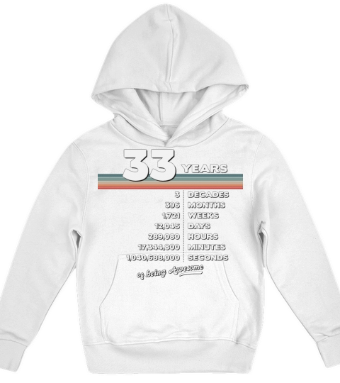 33rd Birthday Vintage 33 Years Old Retro 396 Kids Hoodie