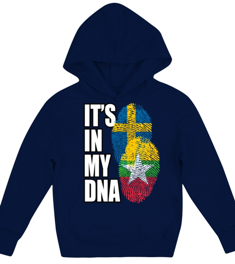 Burmese And Swedish Mix Heritage DNA Flag Kids Hoodie