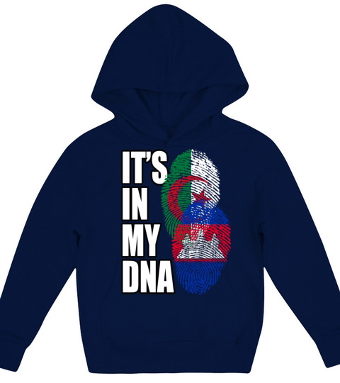 Cambodian And Algerian Mix Heritage DNA Flag Kids Hoodie