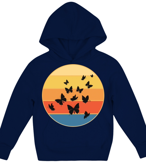 Cute Butterfly Retro Sunset Vintage Animal Insect Kids Hoodie