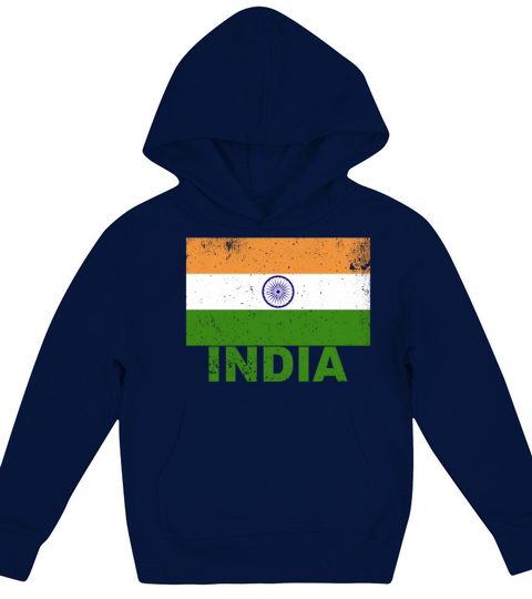 India Flag Vintage Indian Nationality Origin Trave Kids Hoodie