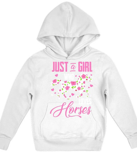 Just A Girl Who Loves Horses Floral Horse Equestri Kids Hoodie