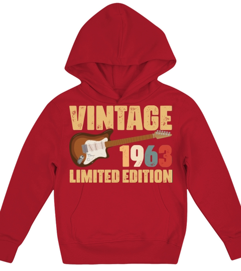 Vintage 1963 Limited Edition Guitar 59th Birthday Kids Hoodie