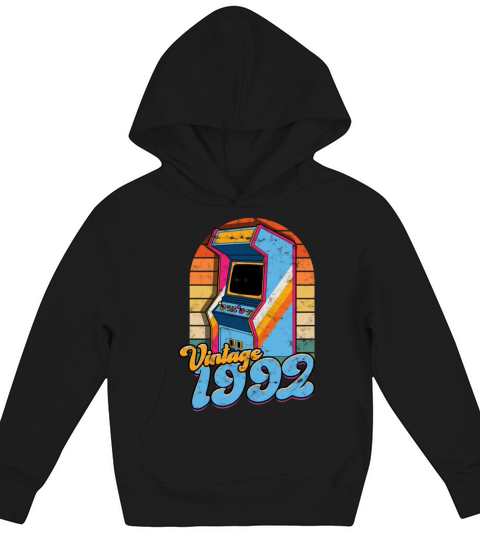 Vintage 1992 Retro Arcade Gamer Games Pinball Kids Hoodie