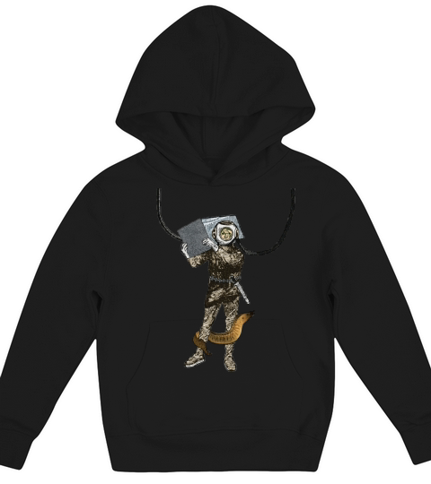 Vintage Salvage Helmet Diver with an Eel URM Kids Hoodie