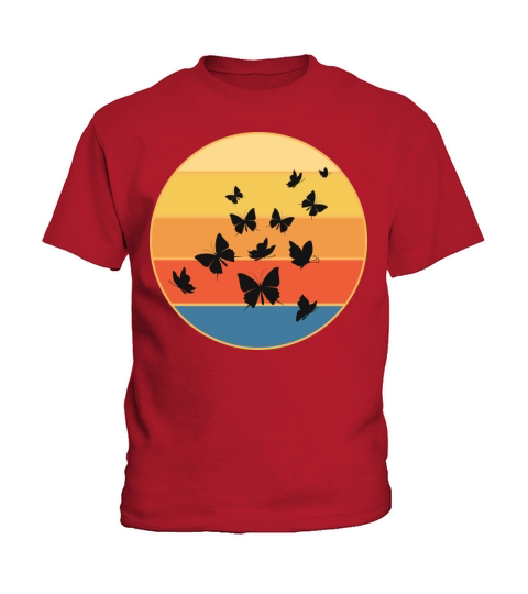 Cute Butterfly Retro Sunset Vintage Animal Insect Kids T-Shirt