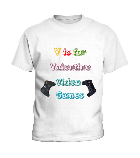 V is for my Video Games Valentines Day Funny Game Kids T-Shirt