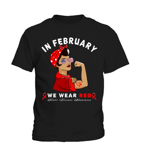 Wear Red Ribbon Heart Disease Awareness Kids T-Shirt