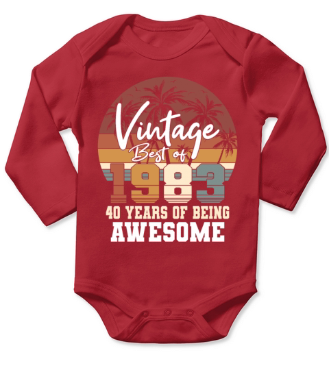 40th birthday vintage 1983 best of 1983 Long Sleeve Baby One-Piece