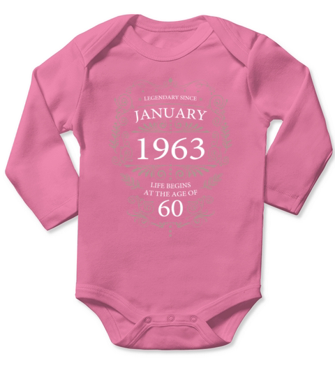 60th birthday january 1963 vintage birthday Long Sleeve Baby One-Piece
