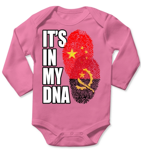 Angolan And Chinese Mix Heritage DNA Flag Long Sleeve Baby One-Piece