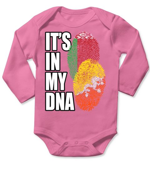 Bhutanese And Belarusian Mix Heritage DNA Flag Long Sleeve Baby One-Piece