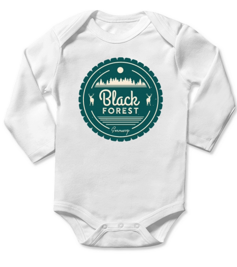 Black Forest Germany Vintage Forest Deer Long Sleeve Baby One-Piece