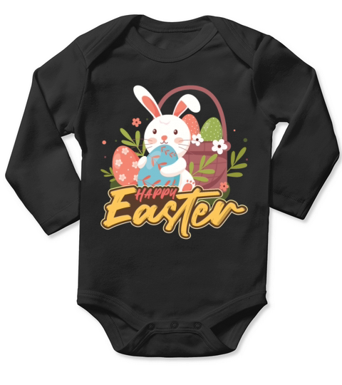 Happy Easter Shirt Frohe Ostern Bunny Hase Long Sleeve Baby One-Piece