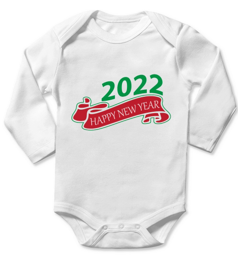 Happy New Year 2022 Long Sleeve Baby One-Piece