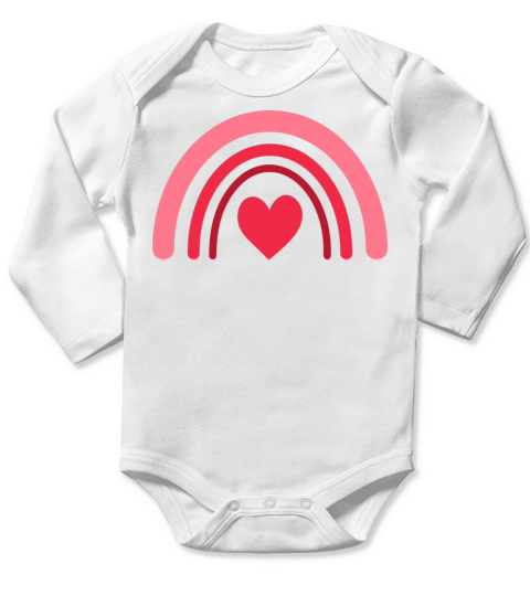 heart in rainbow Long Sleeve Baby One-Piece