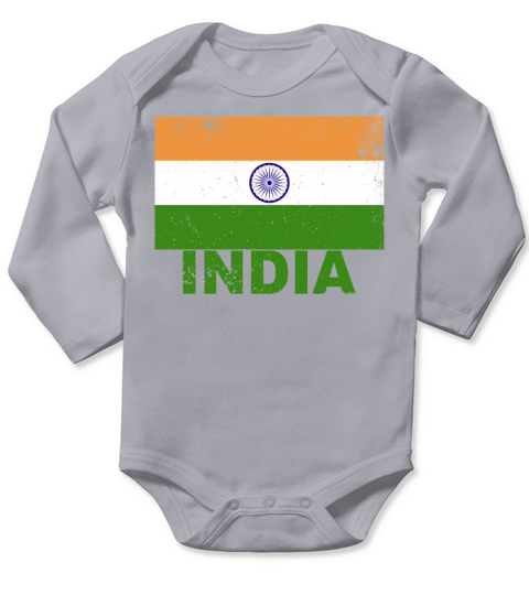 India Flag Vintage Indian Nationality Origin Trave Long Sleeve Baby One-Piece