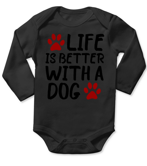 life is better with a DOG PAW Long Sleeve Baby One-Piece
